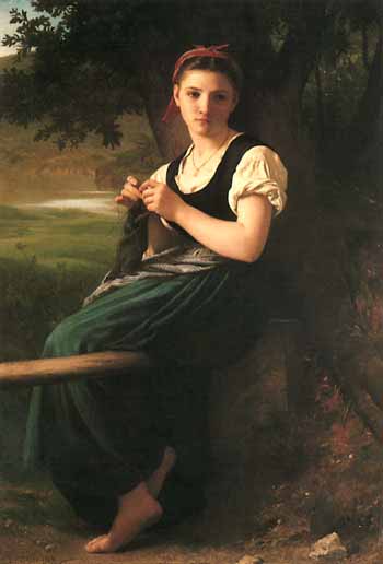 William-Adolphe Bouguereau The Knitting Woman